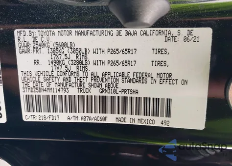 2021 Toyota Tacoma Trd Sport from USA, damaged, VIN 3TMDZ5BN4MM114793